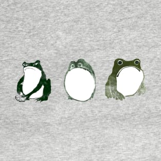 Trio Unhappy Grumpy Unimpressed Japanese Frogs Toads 19th Century T-Shirt